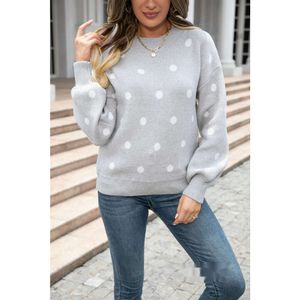 Designer Kvinnokläder Autumn/Winter New Sweater Print Knitwear Round Dot Pullover Stora tröjor Tröjor Dammode Cardigans för kvinnor Warm Womanohdz