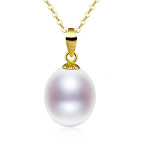 Xf800 Pure 18k Yellow Gold Necklace Pendant Natural Freshwater Pearl Trendy Party Gift Real AU750 Fine Jewlery for Women D221 240118