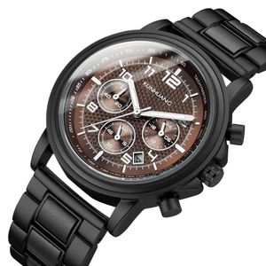 Lyxvarumärke Mens Wood Quartz Wrist Watch Men Sport Waterproof Watch Man Chronograph Träklockor195j