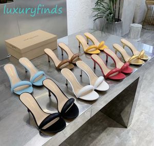 Gianvito Rossi Puffy Slide Sandals Women padded leather mules Calf Leather bijoux 85mm Women Designer Sandals Luxury size 35-42 stiletto high Heels open Round toe