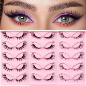 Nya kattögonfransar bekväma falska ögonfransar wispy naturlig look 18mm räv volym 5 par pack