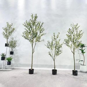 Decorative Flowers Imitative Tree Green Plant Decoration Olive Branch Leaf Shopping Mall Fake Trees