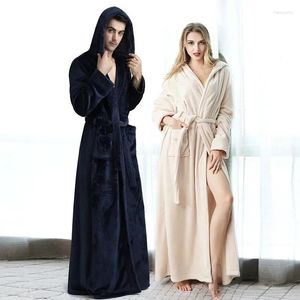 Women's Sleepwear Winter Plus Size Long Flannel Bathrobe Warm Coral Fleece Bath Robe Night Cozy Pyjamas Men Women Jacquard Dressing Gown