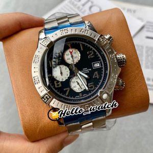 Ucuz yeni 44mm II çelik kasa kronograf A13381111b2a1 erkek izle siyah kadran beyaz subdial paslanmaz çelik bilezik saatler merhaba 235m