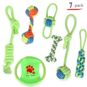 Toys 7 Pack Chew Cotton Rope Dog Toy for Dogs Outdoor Teeth Clean Dog Ball Rope Toys for Medium Small Pet Dog Product Toy Bulldog Pug