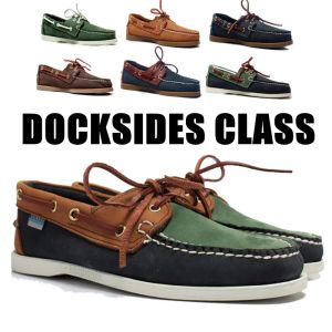 Мужские аутентичные туфли Sebago Docksides Skewers, кожаные топсайдеры премиум-класса со шнуровкой на высоком носке, 2019a014