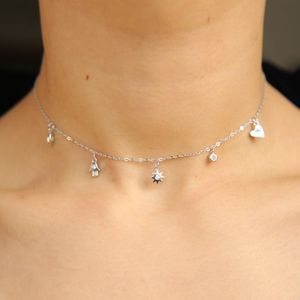 Tutta-bella ragazza gioielli da donna simbolo fortunato collana di fascino malocchio mano di Hamsa sole cz goccia eleganza argento sterling 925 choke2632