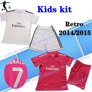 Kit infantil 2014 2015 camisa de futebol retrô BALE Benzema MODRIC 14 15 meninos camisas de futebol vintage ISCO Maillot SERGIO RAMOS MARCELO camisa infantil