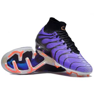 2024 Nieuwe Mercurial Superfly9 FG Voltage Paarse voetbalschoen Heren en dames designer ronde kop hoge en lage veterplatformspikes paars