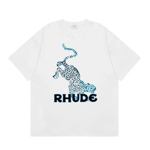Rhude Tshirt Designer Original Quality Mens Tshirts Fashion Brand Leopard New Leopard Printed Short Sleeve For Men And Women