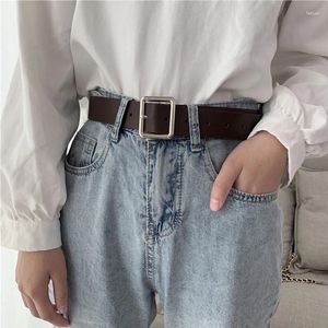 Cinture Cintura in pelle di design per donna Jeans con fibbia quadrata Cintura da donna vintage con cinturino nero da donna