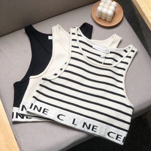 Designer Womens Tank Tops T Shirts Summer Women Tops Tees Crop Top Embroidery Sexig Off Shoulder Black Casual ärmlös Backless Top Shirts Solid Stripe Color Vest#99