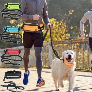 Carrier Dog Collar Personalized Free Hands Leather Reflective HandsFree Leash Adjustable Waist Belt Bag Harness Pet Accessories