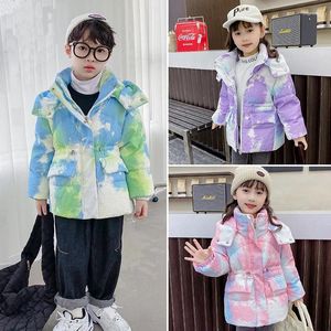 Down Coat Children's Jacket Wholesale Girl's Mid-Längd Baby Hooded Stand-Up Collar Thermal Camouflage