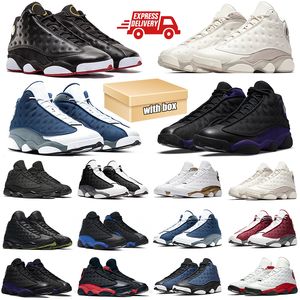 With Box 13s men Basketball Shoes 13 Bred Black Cat Red Flint Lucky Green Grey Toe History of Flight Playground Hyper Royal mens Sports Sneakers