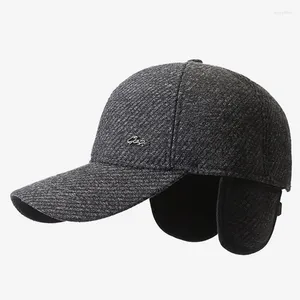 Ball Caps 2024 Winter Plush Thickened Warm Baseball For Men Coldproof Earmuff Hats Elderly Men's Ear Protection Riding Sports Hat