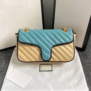 Borsa di design di lusso 2023 Nuovo blocco di colore giallo latte / blu Un pacchetto, due schienali, una borsa a tracolla, borsa a cavallo obliqua