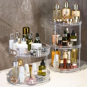 2/3 Schichten rotierender Make-up-Organizer, Aufbewahrungsregal, Badezimmer-Organizer, Parfüm-Organizer, Küche, Gewürze, Aufbewahrungshalter, Tablett 240122