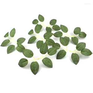Decorative Flowers 50pcs Artificial Leaves Vein Six Forks Branches DIY Wedding Bouquet Candy Box Bridal Shower Centerpieces Meeting Stage