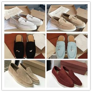 Loro Pianas Loafers Tasarımcı Sıradan Ayakkabı Loro Piyano Terlik Erkek Kadın Loafers Düz Düşük Süet İnek Deri Oxfords Casual Moccasins Loafer Slip Sabitler Elbise Ayakkabı