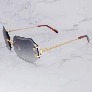 Luxury Designer Sunglasses Rimless Diamond Cut Edge Polygon Sun Glasses Driving Shades Eyewear For Mens Accessories271w