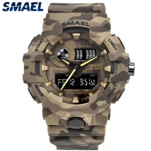 Smael Brand Fashion Camouflage Military Digital Quartz Watch Men vattentät chock utomhussportklockor Mens Relogio Masculino Y1215i