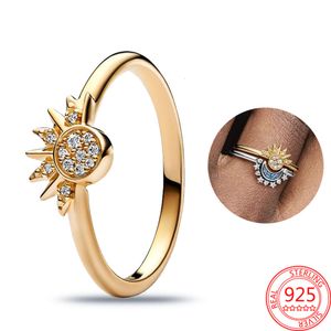 2024 neue Ankunft Sterling Celestial Funkelnde Sonne Für Mädchen Sier Geburtstag Geschenk Gold-Farbe Ring Schmuck