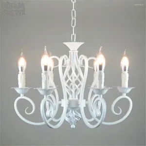 Chandeliers White Nordic Chandelier Wrough Iron Lustre Lamp For Living Room 220V 110V Dining Bedroom Foyer Lighting