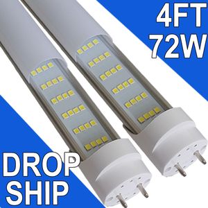 T8 T10 T12 4ft LED Light Tube - 72W 48 Inch Led Fluorescent Tube Replacement, NO-RF RM Driver 120W Equivalent, 7200 Lm, Ballast Bypass, Two Pin G13 Base usastock