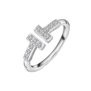 Heiße Verkäufe Tiffay Double T Ring Damen High Edition Diamantweiße Lünettenöffnung V-Gold Dicke Beschichtung Nicht verblassend