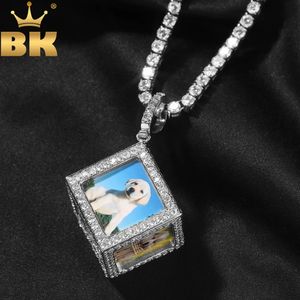 TBTK Custom 3D PO SQAURE PENDANT DIY Pictures Memory Block Halsband Personlig Hiphop Jewlery Men Women Gifts 240119