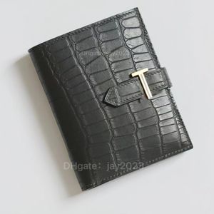 10S handgemachte Luxus-Designer-Tasche Bearn Mode-Geldbörse klassische Kartentasche einfarbig echtes mattes amerikanisches Alligatorleder Premium neutrale Geldbörse