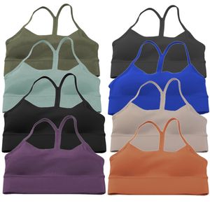 LL Beauty Back Yoga Sutiã com almofada no peito Sutiã esportivo feminino em forma de Y Secagem rápida Roupa interior respirável Ginásio Correndo Sutiã Sexy Macio Cor Sólida Racerback Regatas