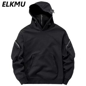 Streetwear hoodies harajuku y2k hiphop tröjor hög hals mask vindsäker pullovers mörka svart techwear last toppar 240119