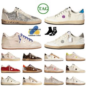 Kvinnor Mens Ball Star Handmased Suede Leather Low Designer Casual Shoes Wholesale Gold Glitter Loafers Vintage Silver Italy Brand Platform Basketbolltränare