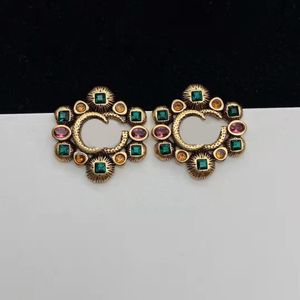 2022 Nya modebrev Studörhängen Aretes Orecchini Ladies Colored Diamonds Gems Brand Designer Earring221C