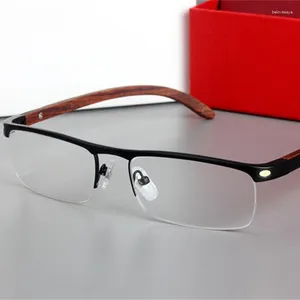 Sunglasses Frames Fashion Ultra-light Half-frame Spectacle Frame Men's Business Wooden Leg Eyeglasses With Myopia Color-changing Glasses