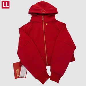 LL Yoga Capodanno lunare SCA Giacca con cappuccio oversize con zip intera Felpe con cappuccio in pile in edizione limitata Pullover da jogger morbido e accogliente Felpa Muse Logo ricamato in oro