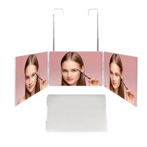 Speglar Trifold Hair Cutting Mirror Self Styling Mirrors med justerbar höjd Teleskopkrok Makeup Tool