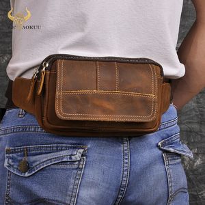 Fashion Quality Leather Male Crossbody Sling Bag Design Casual Travel Cigarette Case Pouch Travel Fanny Waist Belt Bag Men 341 240126