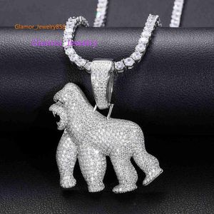 Full VVS Moissanite Iced Out Gorilla Pendant Bling Sterling Sier Pass Diamond Test Hiphop Jewelry for Men