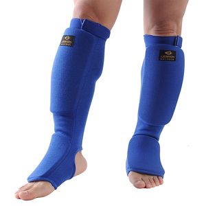 Blue Cotton Boxing Shin Guards MMA Instep Ankle Protector Foot Protection TKD Kickboxing Pad Muaythai Training Leg Support 240124