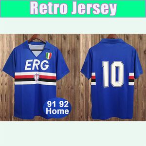 1991 1992 Sampdoria Retro Mens Soccer Jerseys MANCINI VIALLI Home Manga Curta Camisas de Futebol Uniformes