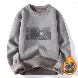 Men's Sweaters Pullover Autumn Winter Round Neck Embroidered Flocking Solid Letter Long Sleeve Sweater Knitted Casual Loose Elegant Tops