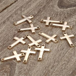 Encantos 20 unidades/lotes atacado duplo buraco liga cruz pingente para jóias diy fazendo artesanal acessórios da igreja católica