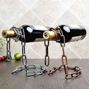Büyülü Süspansiyon Demir Zincir Şarap Rafları Bir Şişe Şaraplı Şarap Raf Standı Tutucu Mutfak Yemek Odası Mahzen Bar Masa Dekor Dekor 240124