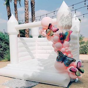 Inflatable White Bounce House With Blower Commercial Kids Jumper Bouncer For Birthday Parties