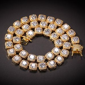 Who 10 mm quadratische Würfel-CZ-Kette, 1 Reihe, Silber, Goldkette, Micro Pave CZ, 45,7–61 cm, Kupferschmuck, Tropfen 2157