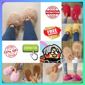 Free shipping Designer Casual Platform Plush Slides Slippers Woman Keep warm warm with plush Light weight Large size super soft soles Flat Winter sandals 36-49