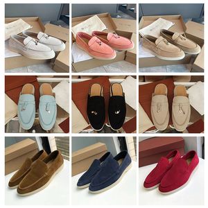 Designer Homens Mulheres Sapatos Casuais Loros Pianos Piano Sapato Sandálias Preto Marrom Azul Vermelho Verão Camurça Caminhada Loro Piano Charms Outdoor Runner Sneaker Loropianas Tamanho 35-45